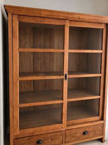 Large Solid Wood Glass Display Cabinet / Kitchen