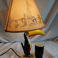 Ceramic Hand Painted Guinness Toucan Lamp