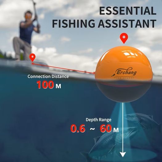 Smart WIFI Sonar Fish Finder, 80M Wireless Distance Range, 60M Depth Range, Sonar Frequency 125Khz/330Khz Fishing Sounder, Wireless Echo Sounder Detect Finder Fishing for Lake Sea Fishing Support OS& Android