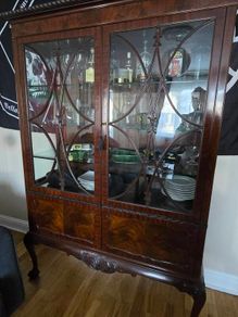 Wood cabinet with glass doors