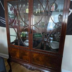 Wood cabinet with glass doors