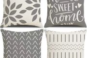 Cushion Covers,Cushion Covers 45 x 45 set of 4 Grey Square Throw Pillow Case cushion covers 18x18 4Pack For Outdoor Patio Garden Blench Living Room Sofa Farmhouse Decor