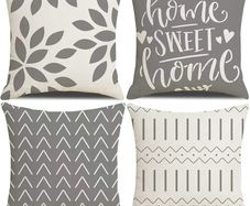 Cushion Covers,Cushion Covers 45 x 45 set of 4 Grey Square Throw Pillow Case cushion covers 18x18 4Pack For Outdoor Patio Garden Blench Living Room Sofa Farmhouse Decor