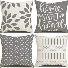 Cushion Covers,Cushion Covers 45 x 45 set of 4 Grey Square Throw Pillow Case cushion covers 18x18 4Pack For Outdoor Patio Garden Blench Living Room Sofa Farmhouse Decor