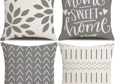 Cushion Covers,Cushion Covers 45 x 45 set of 4 Grey Square Throw Pillow Case cushion covers 18x18 4Pack For Outdoor Patio Garden Blench Living Room Sofa Farmhouse Decor