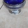 Vintage Queen Anne Cobalt Blue Glass & Chrome Plated Cream & Sugar Bowls Set of 2 Image 7