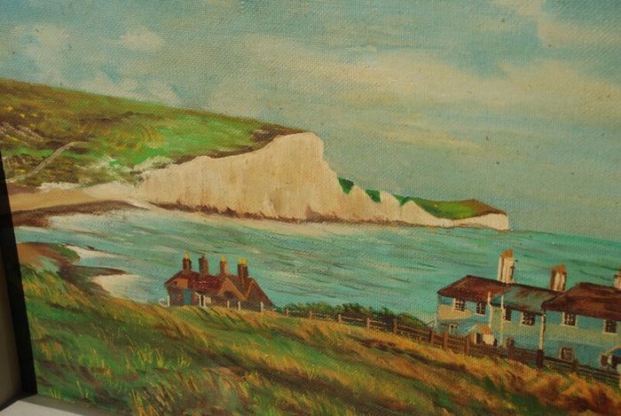 Vintage OIL on Board PAINTING of the cliff Dover