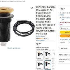 Garbage Disposal / Insinkerator Air Switch Button - Brushed Nickel Finish