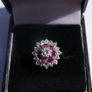 9K Gold Ruby and Gemstone Set Floral Motif Ladies Cluster Ring Set in 9 Carat Yellow Gold 375 Ring Size P - 3,76g Image 2