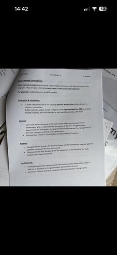 Yeats College Leaving Cert Higher level Business notes