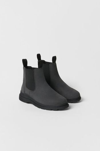 Zara Kids/ Leather Ankle Boots With Gores