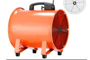 Industrial Axial Ventilator Portable Air Blower Fan 8" 10" 12" W/ PVC Duct High Velocity Low Noise for Tunnel Ventilation