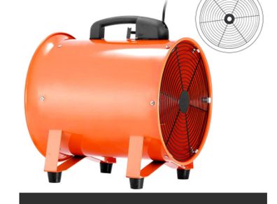 Industrial Axial Ventilator Portable Air Blower Fan 8" 10" 12" W/ PVC Duct High Velocity Low Noise for Tunnel Ventilation