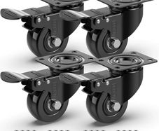 Heavy Duty Castor Wheels with 4 Brakes + Screws - 50mm up to 200KG
