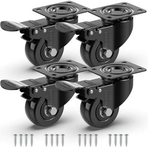 Heavy Duty Castor Wheels with 4 Brakes + Screws - 50mm up to 200KG