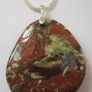 Silver Plated 20" Brown Natural Rain Forest Jasper Pendant Necklace Image 2