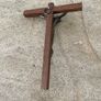 Vintage small wooden hanging crufix with brass Image 2