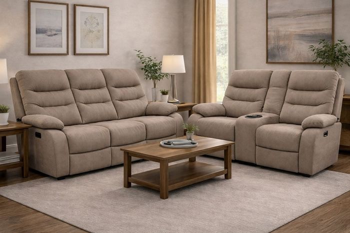 Zenia Grey & Beige Fabric Electrical Recliner