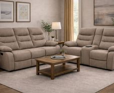 Zenia Grey & Beige Fabric Electrical Recliner