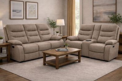 Zenia Grey & Beige Fabric Electrical Recliner