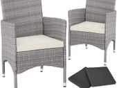 Poly Rattan Garden Chairs Set of 2 incl. Cushions and 2 Cover Sets and Stainless Steel Screws | Various Colours, Set of 2