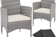 Poly Rattan Garden Chairs Set of 2 incl. Cushions and 2 Cover Sets and Stainless Steel Screws | Various Colours, Set of 2