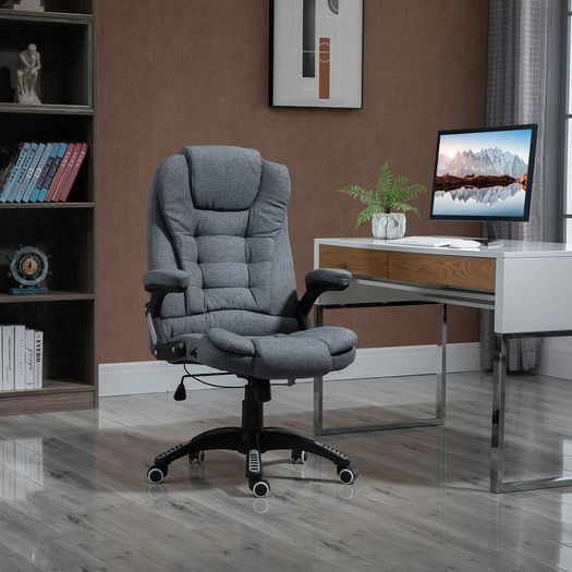 Office Chair Computer Ergonomic Reclining Backrest Swivel Seat Height Adjustable Padded Armrest Gray