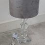 Pair of Crystal Effect Table Lamps with Grey Velvet Shades Matching Set Image 4