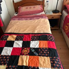 2 Pine single beds and matching bedside lockers