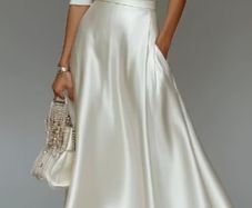 New Milky White Satin Skirt
