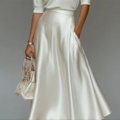 New Milky White Satin Skirt