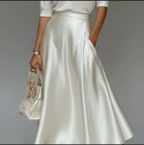 New Milky White Satin Skirt