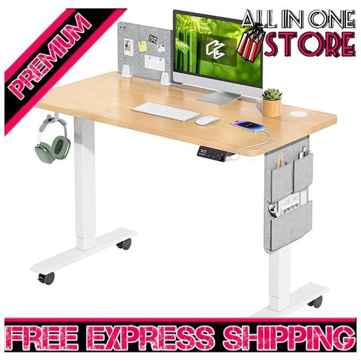 Electric Standing Desk Height Adjustable Standing Desk Sit Stand Desk Stand Up Desk with Headphone Hook 100x60cm Desktop for Home (FREE SHIPPING)