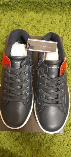 Tommy Hilfiger Unisex Leather Footwear Low Cut Lace-Up Sneaker Blue UK-6.5/EUR-40 Style:T3B4-30509-0739800-/Blue-2024