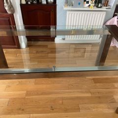 Wood and glass dining table