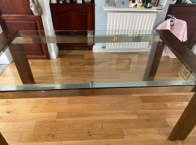 Wood and glass dining table