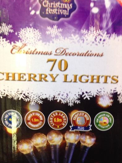 Cherry Lights 70 Christmas Lights Plug in Mains Operated