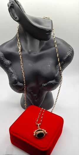 9ct yellow gold spinning fob necklace