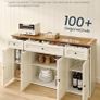 Sideboard Kitchen Cabinet with Worktop, Buffet Cabinet, Adjustable Shelves, Vintage Image 2