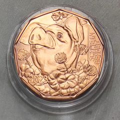 Austria 5 Euro Copper Uncirculated Coin 2023 - The Popular Pig - New Year Coin