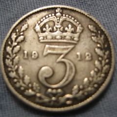 TITANIC SOLID SILVER Three pence 1912 Coin 3d Royal Mint Vintage Retro Antique