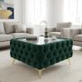 Chesterfield Velvet Square Coffee Table with temp Glass 63x63x45cm Image 2