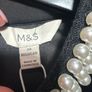 ladies dressy black velvet top embellish with faux pearls at neck q Image 5