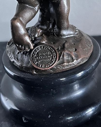 Paul Schmidt-Felling (1835-1920) Boy With Hare - Bronze, Marble, Signed