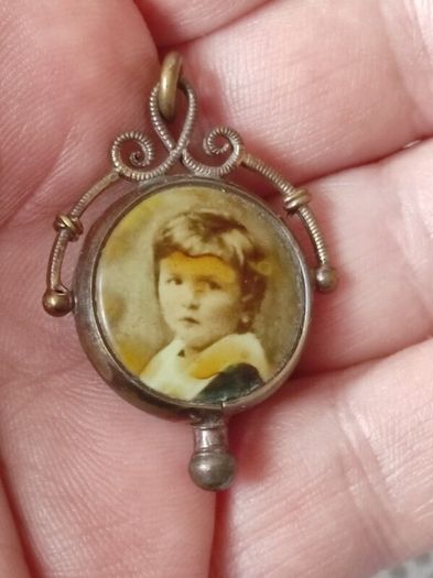 Antique double sided photo locket pendant