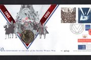 1995 Great Britain 50th Anniversary of End of the Second World War Philatelic Numismatic Cover (PNC) Cover including GB2 Coin &amp; Commemorative Stamps