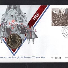 1995 Great Britain 50th Anniversary of End of the Second World War Philatelic Numismatic Cover (PNC) Cover including GB2 Coin & Commemorative Stamps