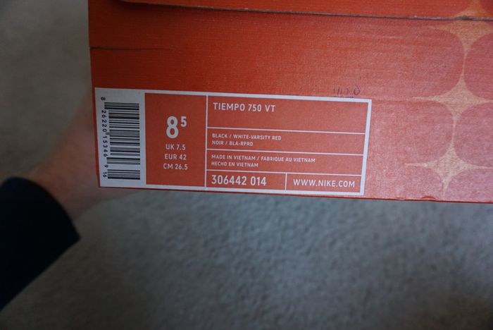 Football Boots Nike Tiempo 750 VT Black/Red (2005) Size 7.5UK FG