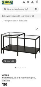 Nest of 2 Black Glass Tables