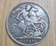 1889 Queen Victoria Crown Sterling Silver Jubilee Head